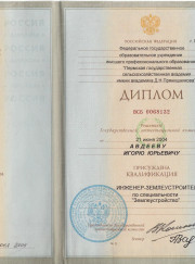 Специалист по геодезическим работам, специалист по кадастровым работам Игорь Юрьевич Авдеев